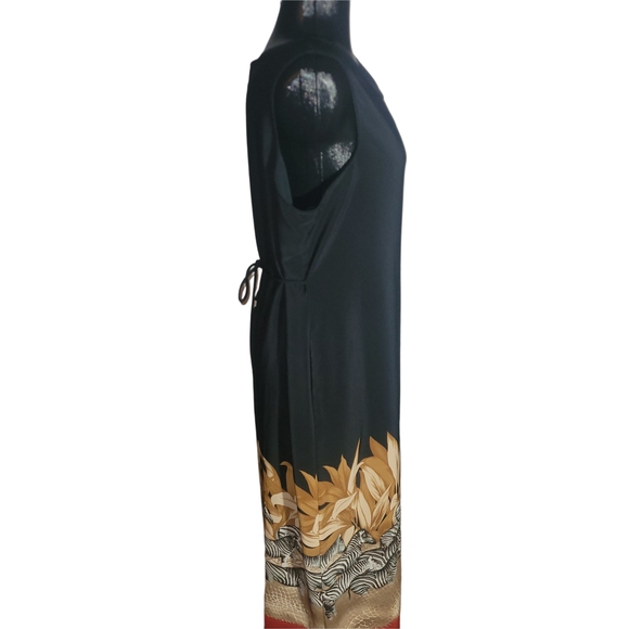 Jessica Black Sleeveless Dress with Zebra Print Hem 6 - Picture 3 of 5